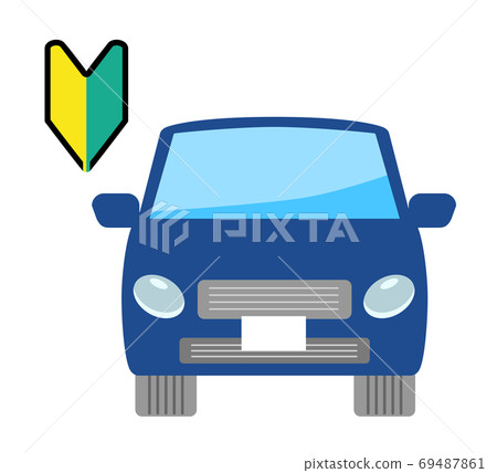 初學者標記和藍色汽車的矢量圖 初學者標記和藍色汽車的矢量圖 69487861