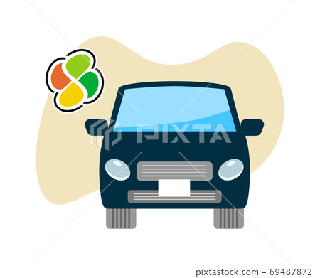 矢量圖的四葉標記和深藍色的車 插圖素材 圖庫