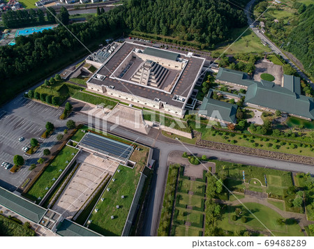 Aerial view of the Hikaru Museum, a tourist attraction in Takayama City in the summer 69488289