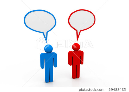 Two people talk in speech bubbles Two people talk in speech bubbles 69488485
