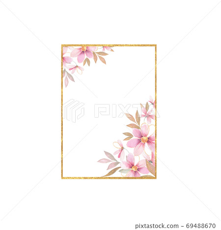 Design golden geometric print frame. Floral Wedding card decor 69488670
