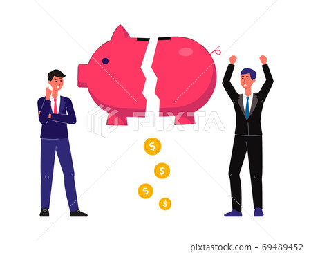 Metaphor of economic crisis with businessmen flat vector illustration isolated. Metaphor of economic crisis with businessmen flat vector illustration isolated. 69489452