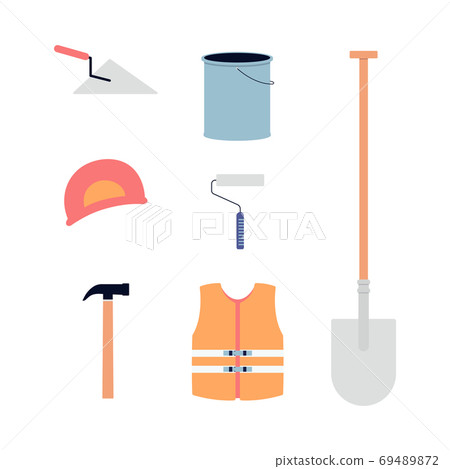 Set icons of building and construction tools flat vector illustration isolated. Set icons of building and construction tools flat vector illustration isolated. 69489872
