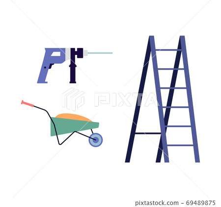 Set of home building or house renovation tools flat vector illustration isolated. Set of home building or house renovation tools flat vector illustration isolated. 69489875