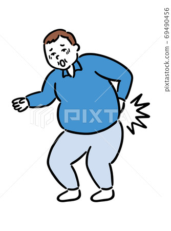Fat obese man (salaryman) backache Fat obese man (salaryman) backache 69490456