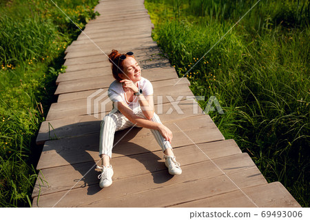 ginger charming woman young beautiful forest green ginger charming woman young beautiful forest green 69493006