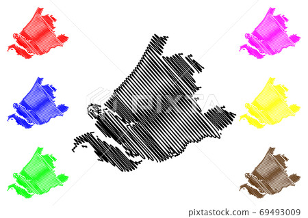 South Holland province (Kingdom of the Netherlands, Holland) map vector illustration, scribble sketch South Holland map South Holland province (Kingdom of the Netherlands, Holland) map vector illustration, scribble sketch South Holland map 69493009