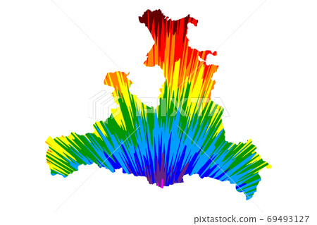 Salzburg (Republic of Austria, States of Austria) map is designed rainbow abstract colorful pattern, Salzburg (state) map made of color explosion, Salzburg (Republic of Austria, States of Austria) map is designed rainbow abstract colorful pattern, Salzburg (state) map made of color explosion, 69493127