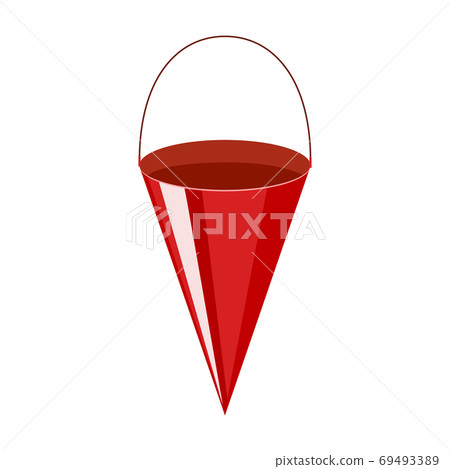 Conical fire bucket isolated on white background. red metal bucket symbol in flat style. 69493389