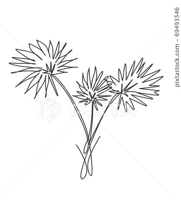 One continuous line drawing abstract tropical palm faux areca leaf One continuous line drawing abstract tropical palm faux areca leaf 69493546