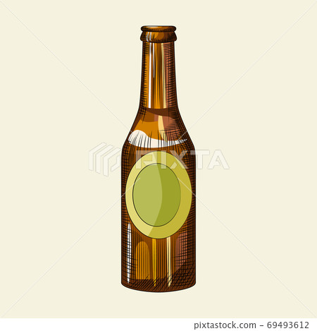 Hand drawn beer bottle isolated on light background. Light beer bottle template. 69493612