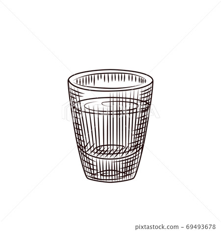Vodka shot isolated on white background. Full alcohol shot glass of alcohol. 69493678