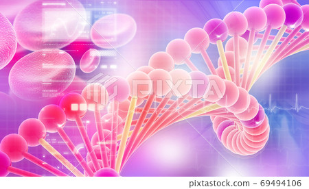 Digital illustration of DNA in abstract background 69494106