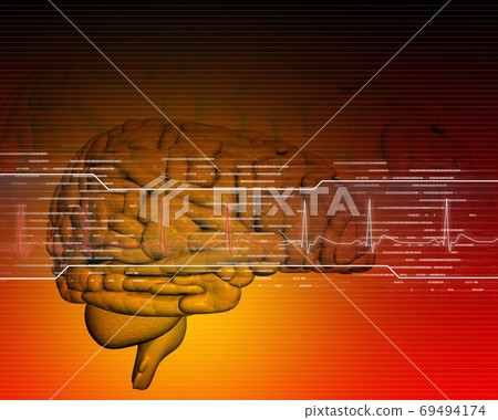 Brain in digital background - Stock Illustration [69494174] - PIXTA