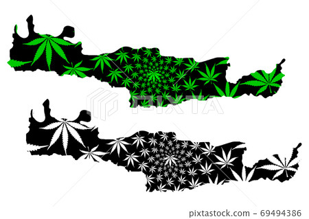 Crete - map is designed cannabis leaf 69494386