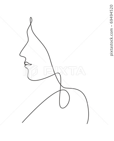 Single continuous line drawing beautiful aesthetic portrait woman abstract face Single continuous line drawing beautiful aesthetic portrait woman abstract face 69494520