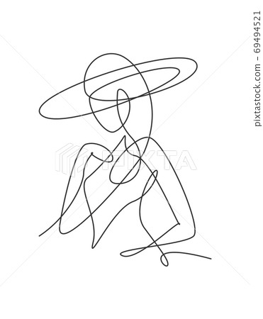 One single line drawing of minimalist beauty abstract body woman face portrait vector illustration One single line drawing of minimalist beauty abstract body woman face portrait vector illustration 69494521
