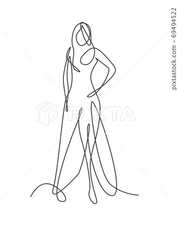 Single continuous line drawing of minimalistic pretty sexy abstract body woman for cosmetic, t-shirt, fashion Single continuous line drawing of minimalistic pretty sexy abstract body woman for cosmetic, t-shirt, fashion 69494522