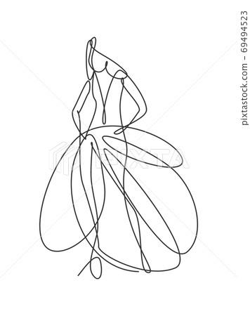 Single continuous line drawing of minimalistic pretty sexy abstract body woman for cosmetic, t-shirt, fashion Single continuous line drawing of minimalistic pretty sexy abstract body woman for cosmetic, t-shirt, fashion 69494523