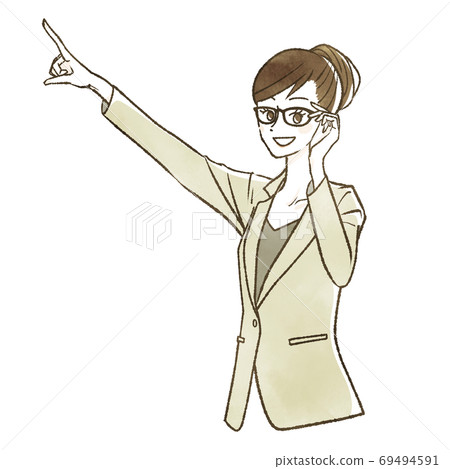 A woman in a suit pointing her index finger - Stock Illustration ...