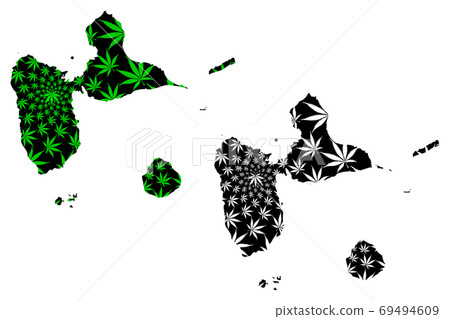 Guadeloupe - map is designed cannabis leaf Guadeloupe - map is designed cannabis leaf 69494609