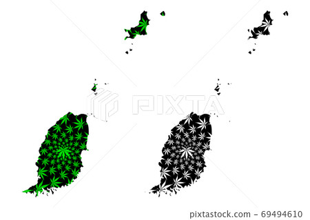 Grenada - map is designed cannabis leaf Grenada - map is designed cannabis leaf 69494610