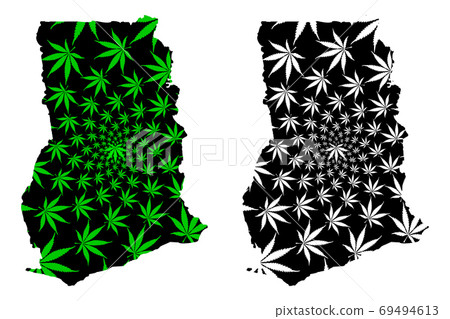 Ghana - map is designed cannabis leaf Ghana - map is designed cannabis leaf 69494613
