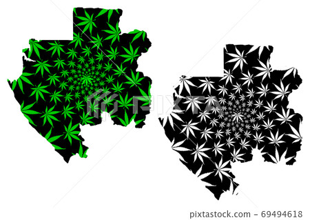 Gabon - map is designed cannabis leaf Gabon - map is designed cannabis leaf 69494618
