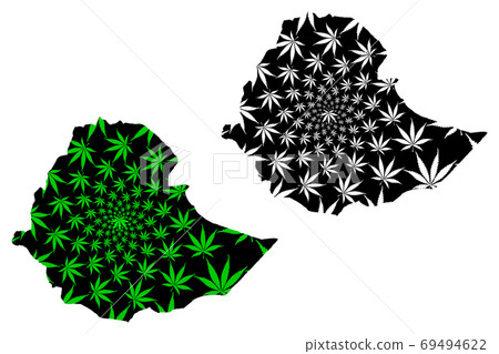 Ethiopia - map is designed cannabis leaf 69494622