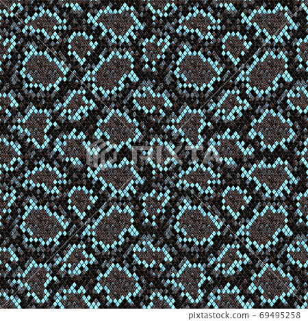 Snakeskin seamless pattern. Brown and teal turquoise reptile repeating texture. 69495258