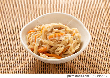 Boiled dried daikon (with carrots, chikuwa, and deep-fried food). Boiled dried daikon (with carrots, chikuwa, and deep-fried food). 69495587