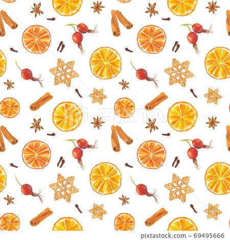 Watercolor seamless pattern with Christmas gingerbread cookies Watercolor seamless pattern with Christmas gingerbread cookies 69495666