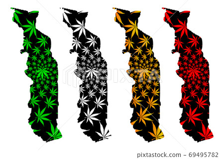 Togo - map is designed cannabis leaf 69495782