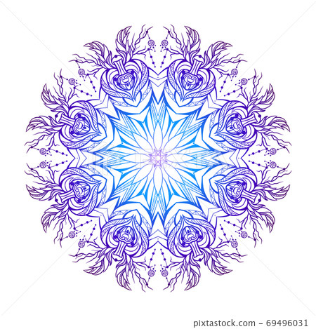 Round mandala with boho pattern 69496031