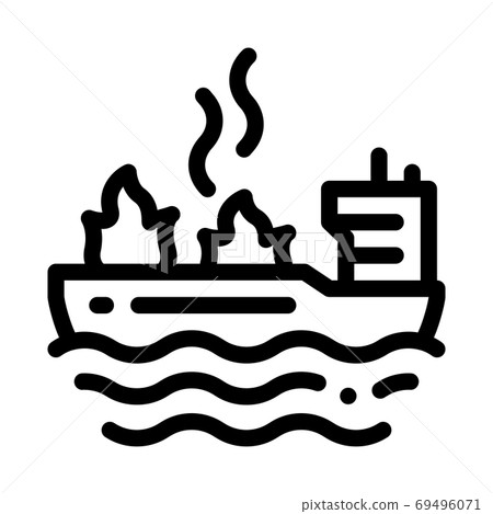 fire on ship icon vector outline illustration fire on ship icon vector outline illustration 69496071
