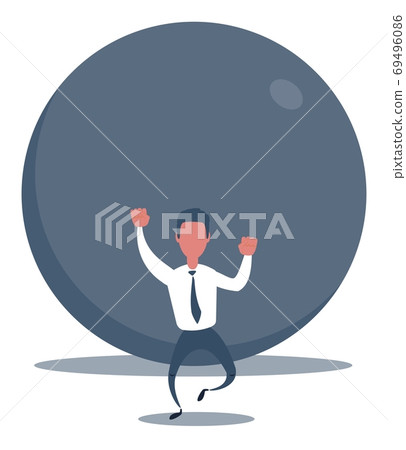 Problems Of Businessman - businessman a man runs from a rolling stone at him Problems Of Businessman - businessman a man runs from a rolling stone at him 69496086