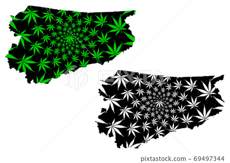Warmian-Masurian Voivodeship (Voivodeships of Poland) map is designed cannabis leaf green and black, Warmia-Masuria Province (Warmia-Mazury Province) map made of marijuana (marihuana,THC) foliage.... 69497344