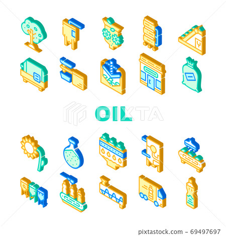 Oil Production Plant Collection Icons Set Vector Oil Production Plant Collection Icons Set Vector 69497697