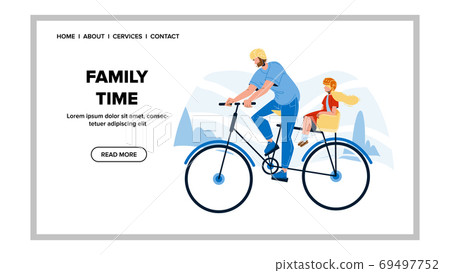 Family Time Father With Daughter Together Vector 69497752
