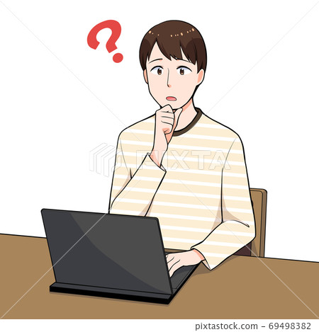 A man who wonders when operating a computer A man who wonders when operating a computer 69498382