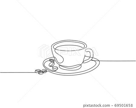 Single Continuous Line Drawing Of A Cup Of Stock Illustration