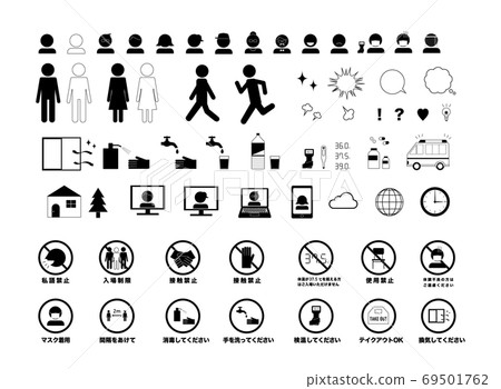 Infectious disease control pictogram set 2 that can be used in daily life Infectious disease control pictogram set 2 that can be used in daily life 69501762