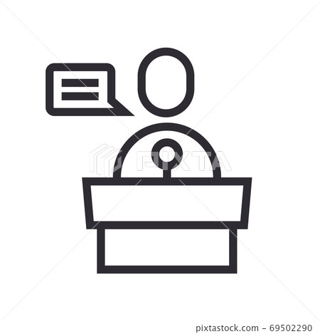 speaker icon behind the podium. flat vector illustration speaker icon behind the podium. flat vector illustration 69502290