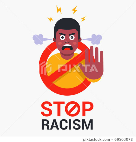 sign of a black man against racism. protests in the usa. Flat character vector illustration. 69503078