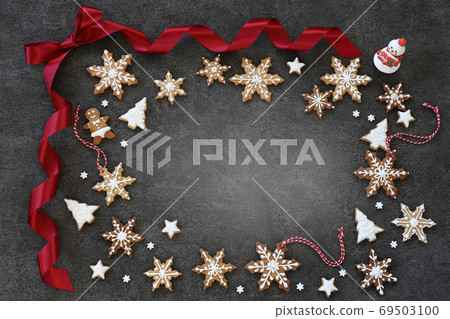 Christmas background Christmas cookie ribbon Christmas background Christmas cookie ribbon 69503100