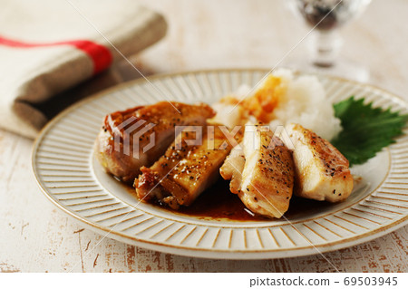 雞肉醬,燒焦的黃油和醬油 雞肉醬,燒焦的黃油和醬油 69503945