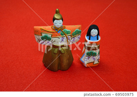 Hina doll on red background Hina doll on red background 69503975