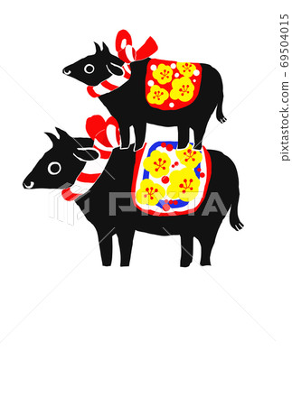 New Year's card ox illustration cute simple 69504015