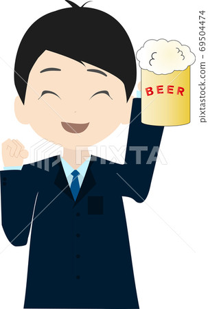 Illustration of a businessman toasting with beer Illustration of a businessman toasting with beer 69504474