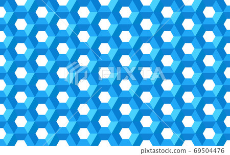 Honeycomb hexagon geometric symmetric grid structure repeated backdrop template seamless vector background, technology abstract illustration pattern blue color banner, flyer brochure idea 69504476